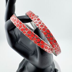 Vintage 2 Giraffe Snake Skin Bangle Bracelets Orange Colorful Fun Retro